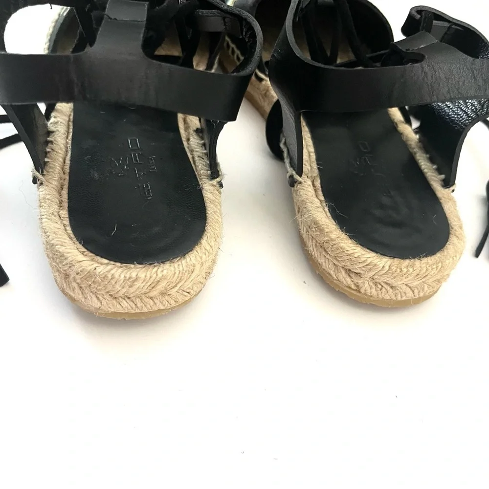 ETRO | Floral Bird Embroidered Black Lace- Up Tassel | Espadrilles